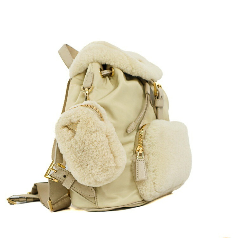 Prada Leather Beige Backpack Tessuto Tan
